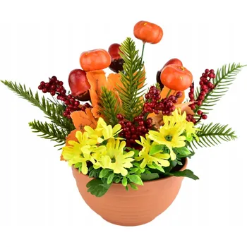 Obraz Podzimní dekorace se žaludy a dýněmi 25x25 cm