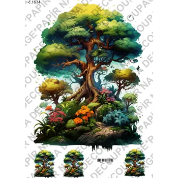 Umělecký papír Rýžový a soft papír na decoupage - Strom života - KB01634 Materiál: Soft, Rozměr: A4