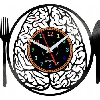 Hodiny HODINY NÁSTĚNNÉ DEKORATIVNÍ MOZEK MODERNÍ VINYLOVÁ DESKA VINYL E