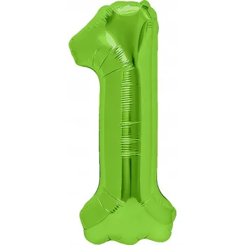Balónek Id_2339_1zie FÓLIOVÝ BALÓNEK ČÍSLICE 1 ZELENÝ 100cm ZELENÁ JEDEN ROK PRVNÍ NAROZENINY JEDNIČKA