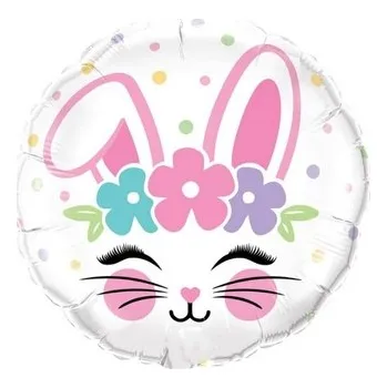 Balónek Foliový balonek kulatý - zajíček 45 cm, Qualatex