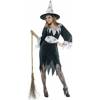 Karnevalový kostým Sada pro dospělé Světlá čarodějnice ( šaty , klobouk, pásek ), vel. S