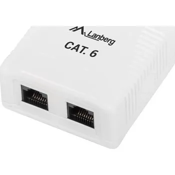 Elektrická zásuvka Nástěnná zásuvka Lanberg OU6-0002-W kat.6 2X RJ45