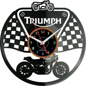 Hodiny TRIUMPH BIKE HODINY NÁSTĚNNÉ DEKORATIVNÍ MODERNÍ VINYLOVÁ DESKA VINYL NA ZEĎ