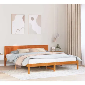 Postel vidaXL Rám postele Hnědá 200 x 200 cm Masivní borové dřevo [872178]