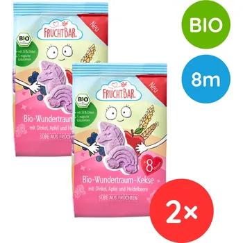 FruchtBar BIO Špaldové máslové sušenky s ovocem Jednorožec 2 x 100 g