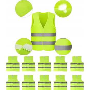 10 Ks VÝSTRAŽNÁ REFLEXNÍ VESTA ŽLUTÁ SADA VEST