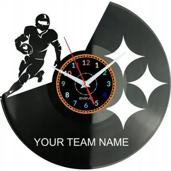 Hodiny Americký fotbal Nástěnné hodiny s vlastním jménem - Vinylová deska - Moderní design