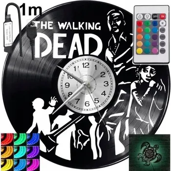 Hodiny The Walking Dead Nástěnné Hodiny Podsvícené LED RGB S Dálkovým Ovládáním Vinylová Deska