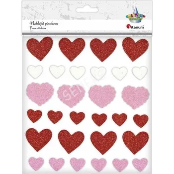 samolepka Samolepky pěnové Titanum srdíčka 5 barev