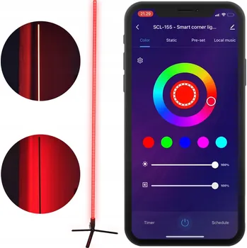 Stojací lampa Barevná, náladová rohová lampa Denver Wi-Fi RGB 1,5 m, Tuya. Alexa, Asys