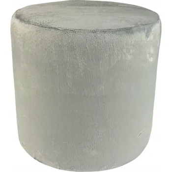 Taburet Taburet kulatý velvet minky, světle šedá barva