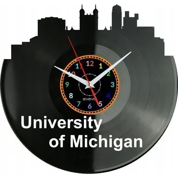 Hodiny Nástěnné hodiny University of Michigan z vinylové desky – moderní dekorace