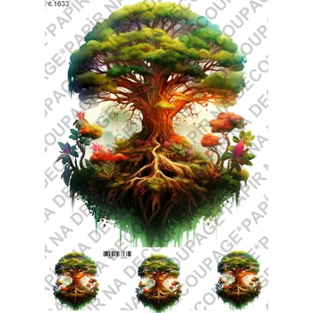 Umělecký papír Rýžový a soft papír na decoupage - Strom života - KB01633 Materiál: Rýžový papír, Rozměr: A4