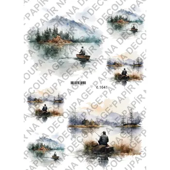 Umělecký papír Rýžový a soft papír na decoupage - Rybář - KB01641 Materiál: Soft, Rozměr: A4