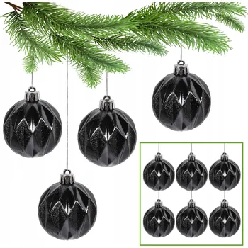 Vánoční dekorace Antracitové vánoční baňky na vánoční stromeček, sada plastových baněk, ozdoby 6 cm, 6 ks