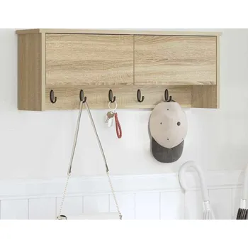 Věšák vidaXL Nástěnný věšák na kabáty s policí dub sonoma 80 x 20 x 30 cm [874341]