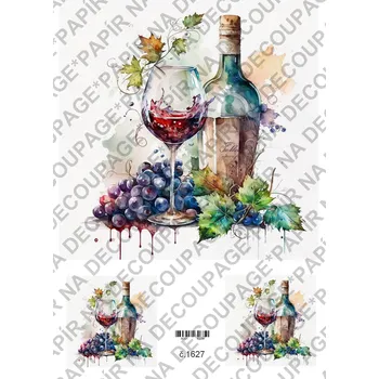 Umělecký papír Rýžový a soft papír na decoupage - Víno - KB01627 Materiál: Soft, Rozměr: A4
