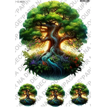 Umělecký papír Rýžový a soft papír na decoupage - Strom života - KB01631 Materiál: Soft, Rozměr: A4