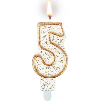Svíčka Narozeninová svíčka '' 5 '' zlatý třpyt