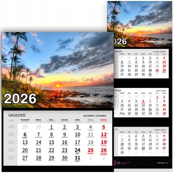 Kalendář Nástěnný Kalendář Trojdílný 2026 OKOUZLUJÍCÍ KOUT Pro Kancelář Dárek Vzory