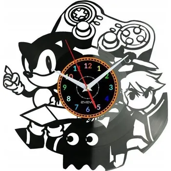 Hodiny Nástěnné hodiny s motivem videoher, vinylová deska, moderní dekorace