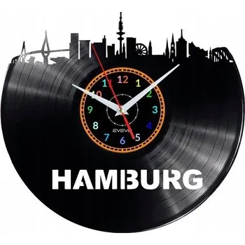 Hodiny HAMBURG NÁSTĚNNÉ HODINY DEKORATIVNÍ MODERNÍ VINYLOVÁ DESKA VINYL JAKO DÁREK
