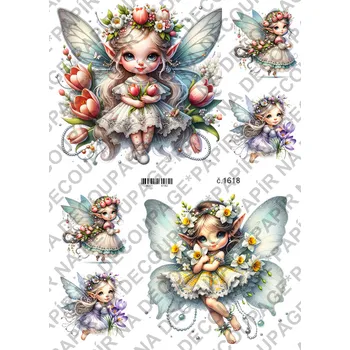 Umělecký papír Rýžový a soft papír na decoupage - Víla bílá - KB01618 Materiál: Soft, Rozměr: A4