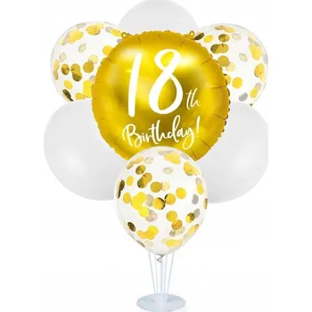 Balónek Sada balónků na stojanu 18. narozeniny, zlatá