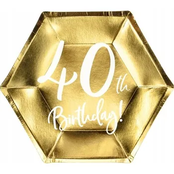 Party nádobí TALÍŘKY K 40. NAROZENINÁM ZLATÉ 20 cm 6 Ks TPP73-40-019M PARTYDECO