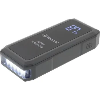 Tellur Přenosný startér do auta 1500A, power banka 16800 mAh, LED světlo, šedá