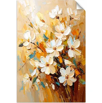 Obraz PLAKÁT NA ZEĎ do OBÝVÁKU KANCELÁŘE Bílé Květy efekt olejové malby 30x45