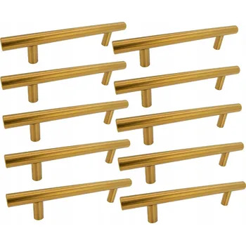 Nábytkové kování 10 x Nábytková úchytka Reling 128 mm zlatá Kovová úchytka na zásuvky