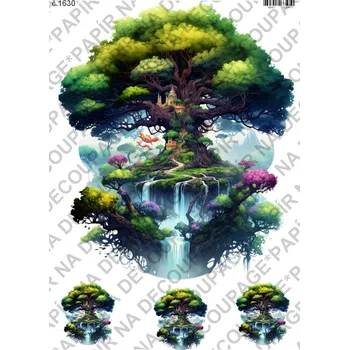 Umělecký papír Rýžový a soft papír na decoupage - Strom života - KB01630 Materiál: Soft, Rozměr: A4