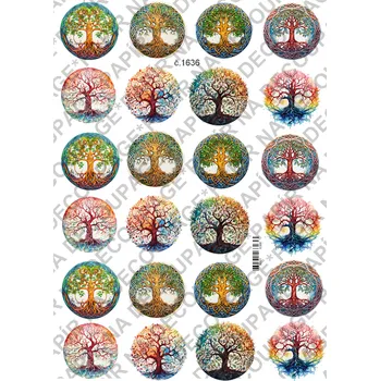 Umělecký papír Rýžový a soft papír na decoupage - Strom života - KB01636 Materiál: Rýžový papír, Rozměr: A4