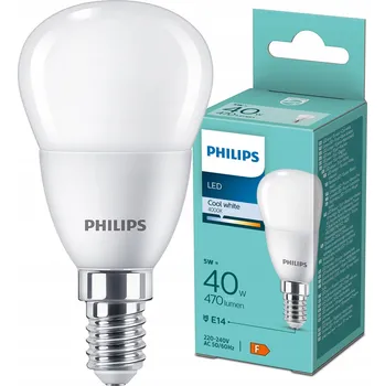 Žárovka PHILIPS LED žárovka E14 5W = 40W 4000K NEUTRÁLNÍ BÍLÁ Kulatá 470lm P45