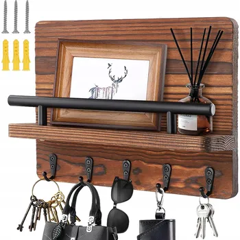 Věšák VĚŠÁK NA KLÍČE DŘEVĚNÝ S 5 HÁČKY NA KLÍČE PILOTŮ