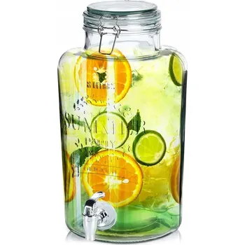 Sklenice Velká DÓZA NA NÁPOJE na limonádu, zavařovací sklenice s kohoutkem 8L