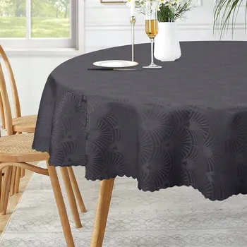 ubrus CAROMIO Ubrus na stůl voděodolný hedvábný lesk tmavě šedý kulatý 178 cm