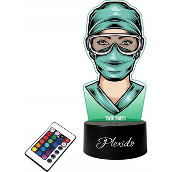 Lampička LAMPičKA NA SKLE S motivem zdravotní sestry / chirurga, LED 3D + DÁLKOVÝ OVLADAČ 16 BAREV