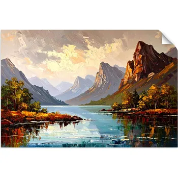 Obraz NÁLEPKA PLAKÁT do LOŽNICE OBÝVÁKU Řeka Stromy Horská krajina 45x30