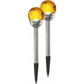 Venkovní osvětlení Sada zahradních lamp KOULE solární LED jantarové 2 ks IP44 26,5 cm