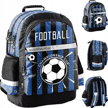 Školní batoh Školní batoh FOOTBALL Paso s více přihrádkami, černá, modrá 19 l