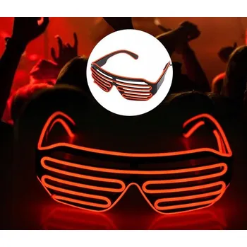 Sluneční brýle SVÍTÍCÍ LED BRÝLE PÁRTY ŽALUZIE DISCO ORANŽOVÉ NEONOVÉ ORANŽOVÉ 3 TRY