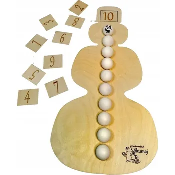 Dřevěná hračka Sněhulák, dřevěná skládačka, počítání, učení čísel, kuličky, pinzeta