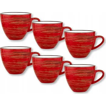 Porcelánový Šálek na kávu nebo čaj 110 ml, červený Wilmax, sada 6 kusů