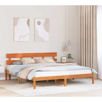 Postel vidaXL Rám postele s čelo Hnědá 200 x 200 cm Masivní borové dřevo [872151]