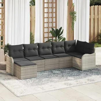 Zahradní sestava vidaXL Sada zahradních pohovek 7 pcs Světle šedá polyratan [3345792]