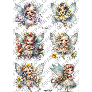 Umělecký papír Rýžový a soft papír na decoupage - Víla bílá - KB01620 Materiál: Soft, Rozměr: A4