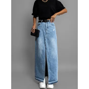 Dámské šaty Modrá džínová dlouhá sukně MONIQUE Velikost: S